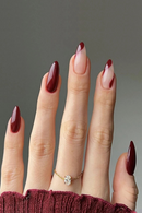 Women Girls Medium Almond Stripes Full Coverage Wearable Press on Nail Art