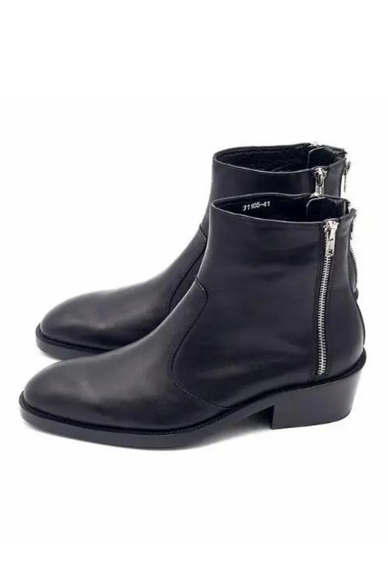 Genuine Leather black dress Shoes Style Men Three-layer zipper boots top selling boots Winter men