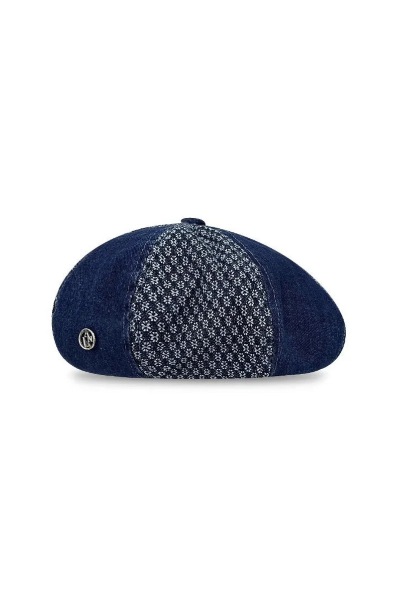 Splicing Denim Berets for Women Summer Autumn Travel Versatile Casual Simple Metal Label Hat