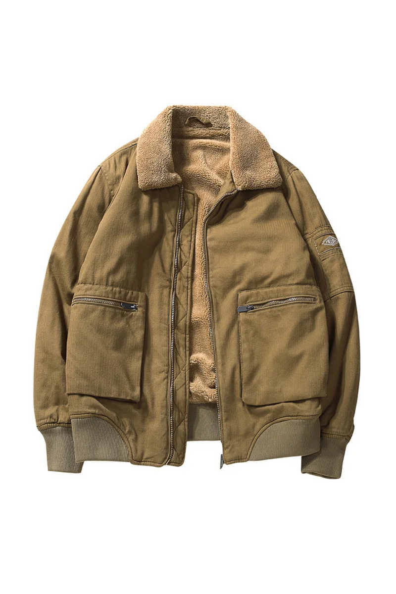 Winter Men's Padded Clothes Leisure Plush Fleece Jacket Outdoor Overalls Coat