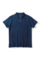 Akkad Kuti Retro Plant Indigo Men's Polo Shirt 100% Cotton Blue Dyeing Loose Tshirt Male Summer Vintage Short Sleeve Casual Top