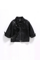 Spring Autumn Boys Jacket Waterproof Zipper Children's Leather Coat Birthday Kids Clothes