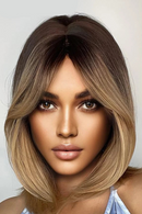 Medium Straight Black Brown Golden Ombre Wigs for Women Cosplay Bobo Wig