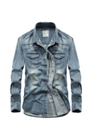 Men's Denim Shirt Solid Casual Shirts Men Clothing
