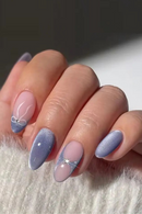 24Pcs Mid-length Almond Press on Nails Wearable Shiny Eye Nails