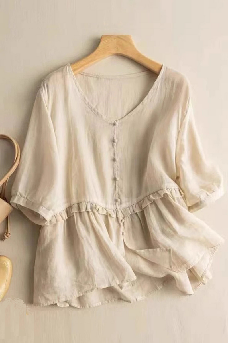 Women Shirts Linen Female Blouses Summer Elegant Lady Shirts