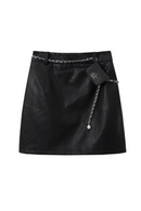 Women's Mini Leather Skirts  Girls Half Skirt Summer Female Clothing