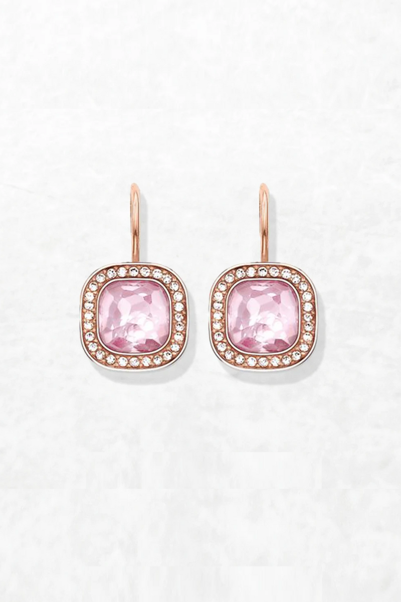Pink Square Drop Earrings Cosmo New Europe Style Fine Jewelry For Women Romantic Gift In 925 Sterling Silver