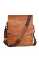 Men's Flap Magnetic Buckle Shoulder Bag Horse Leather Casual Crossbody Bags Top Layer Leather