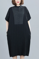 Women’s Pleated Summer Dress – Casual Loose Fit, Elegant Long Dress for Everyday & Beach