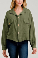 Women Jacket Thin Solid Long Sleeve Top Single Breasted Shirt Coat Vintage Clothes