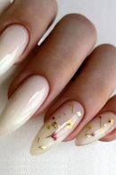 Almond False Nails Gold Foil Floral Nail Art Press on Nails Fake Nails Glitter DIY Manicure Nail Tips