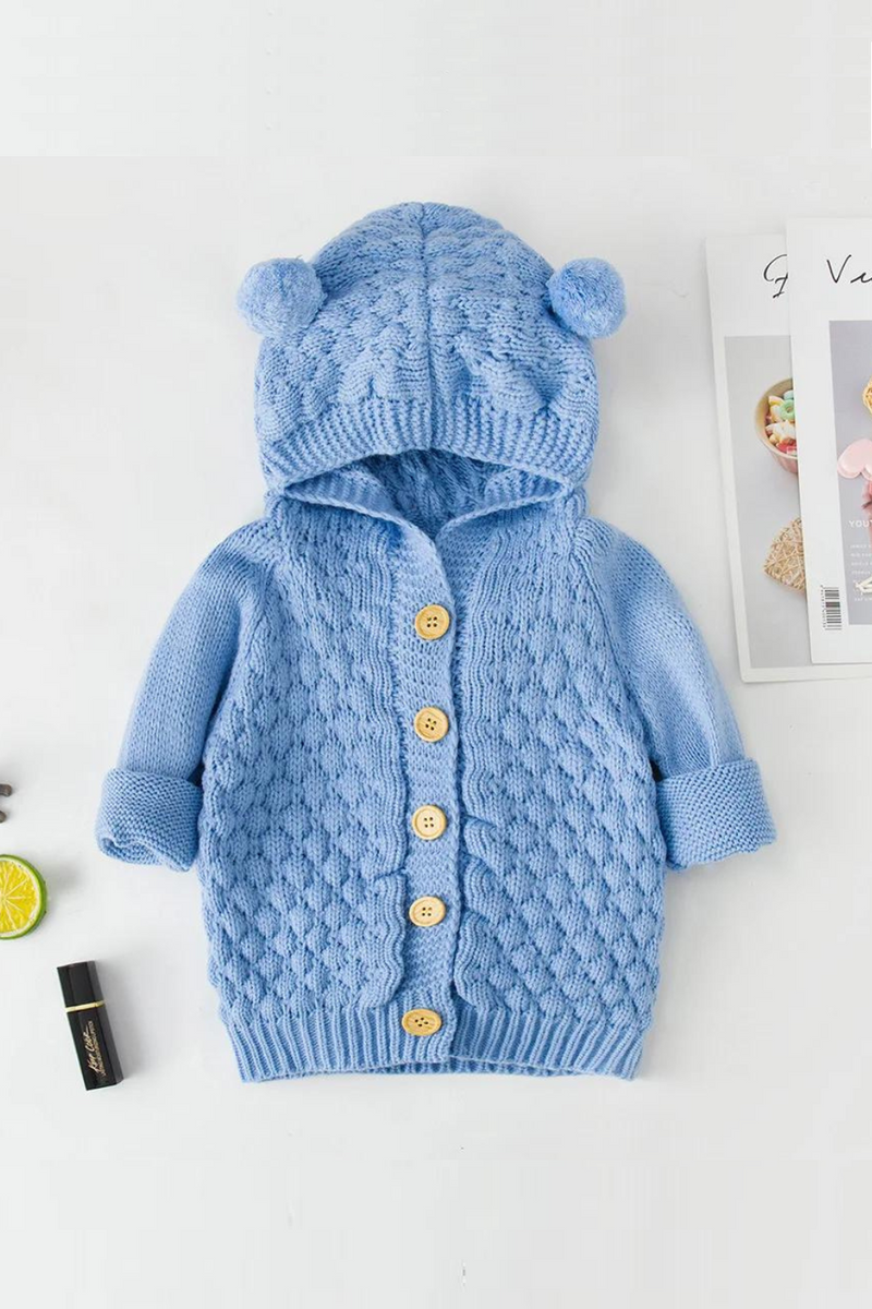 Winter Kids Baby Girls Boys Autumn Winter Hoodied Knitted Jacket Outerwear Coat Toddler Boys Children Girls Cardigan Sweater