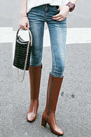 Autumn winter boots women square toe zip high heels shoes knee high boots women