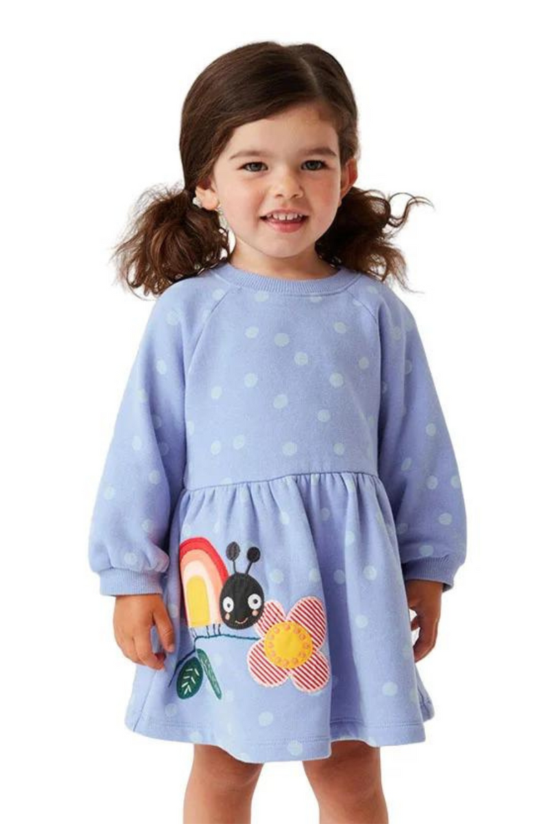 Autumn Winter Princess Girls Dresses Animals Floral Embroidery Long Sleeve Baby Party Clothing Sweater Dress