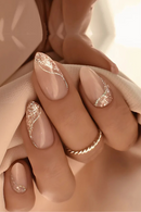 Mid-length Almond Nails Set Press Design Fake Nail Art Simple Wearable Full Cover False Nails Tips