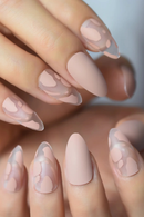 Almond Shape Fake Nails Medium Length Clear Tips False Nails Press On Manicure Ballerina Shade Matte New York Pink Nails Art