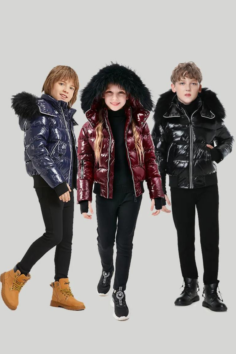 winter children coat for boys girls white piping kids jackets waterproof shelling fabric filling