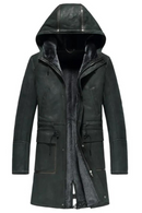 Mens Long Coat Men Shearling Coat Men Leather Parkas Olive Green Shearling Jacket For Men