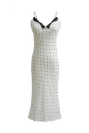 French Retro Style Polka Dot Print Spliced Lace Sling Dress Beach Holiday