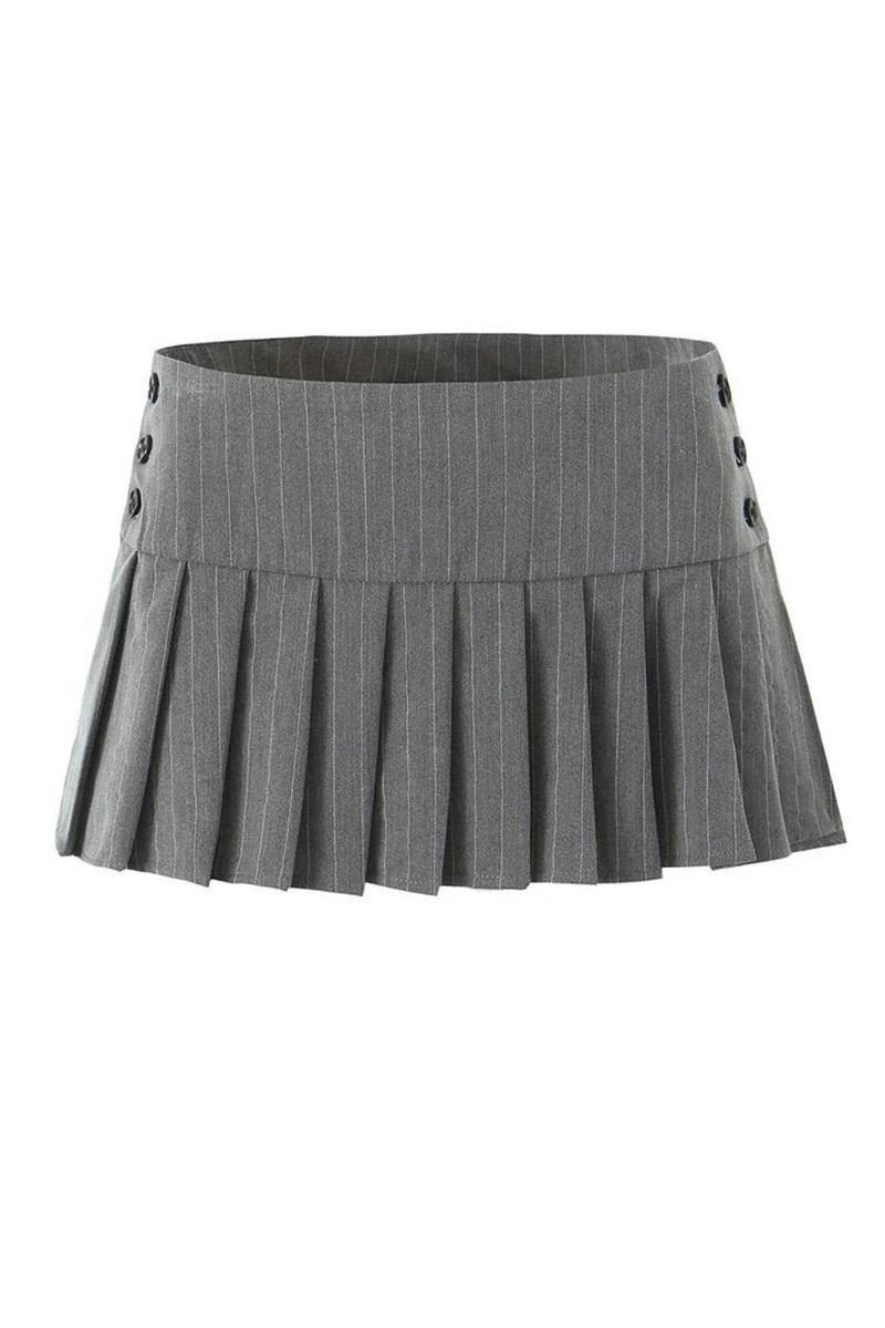 Women Preppy Style Striped Mini Skirt Low Waist Chic Pleated Short Skirts