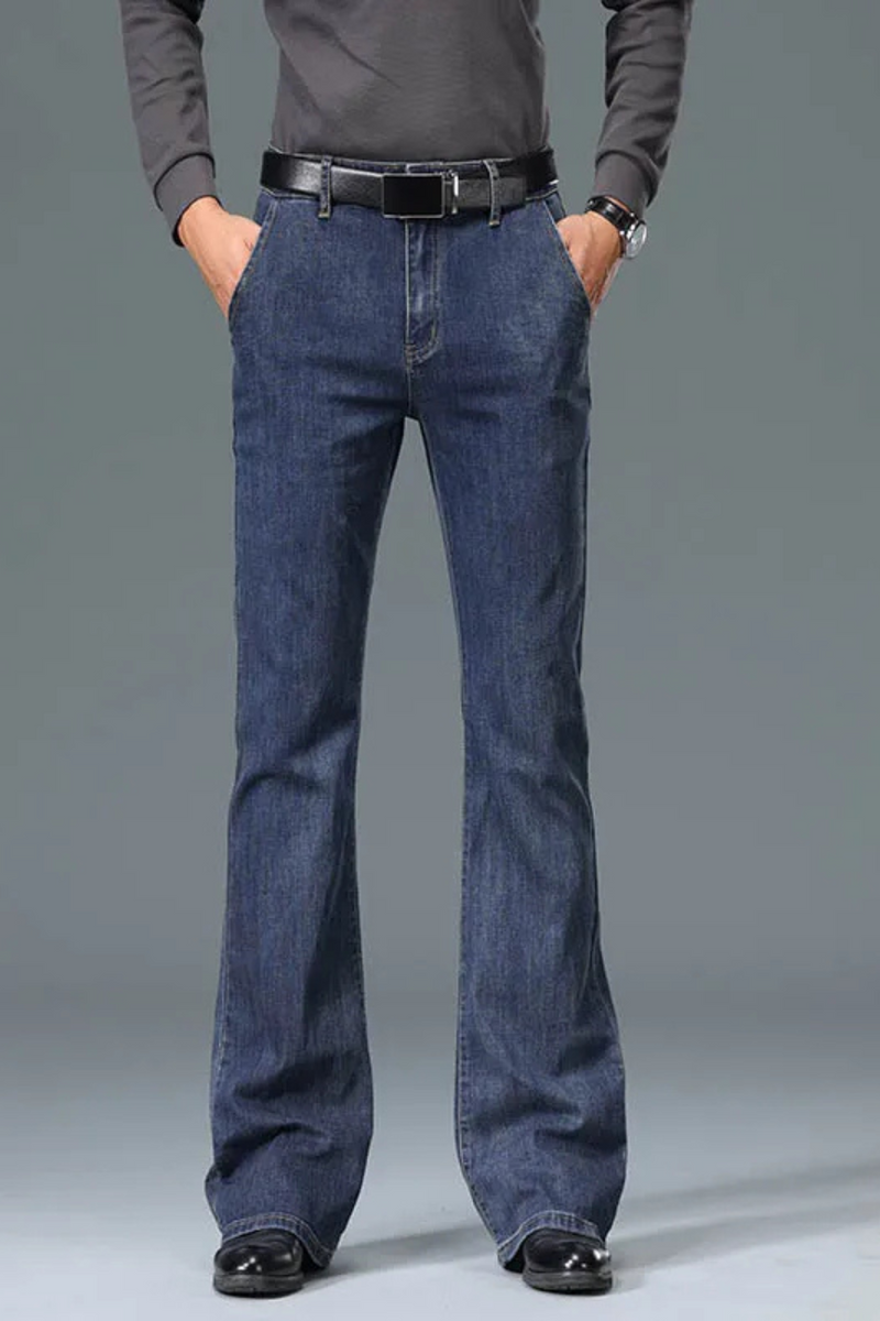 Denim Flared Jeans For Male Flare Pants Men Leg Fit Classic Jeans Male Straight Pants Trousers