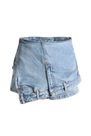 Denim Shorts Skirt for Women Spliced Pocket Streetwear Slimming Hot Pants Female