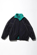 Thickened fleece solid nylon stand neck loose fitting jacket