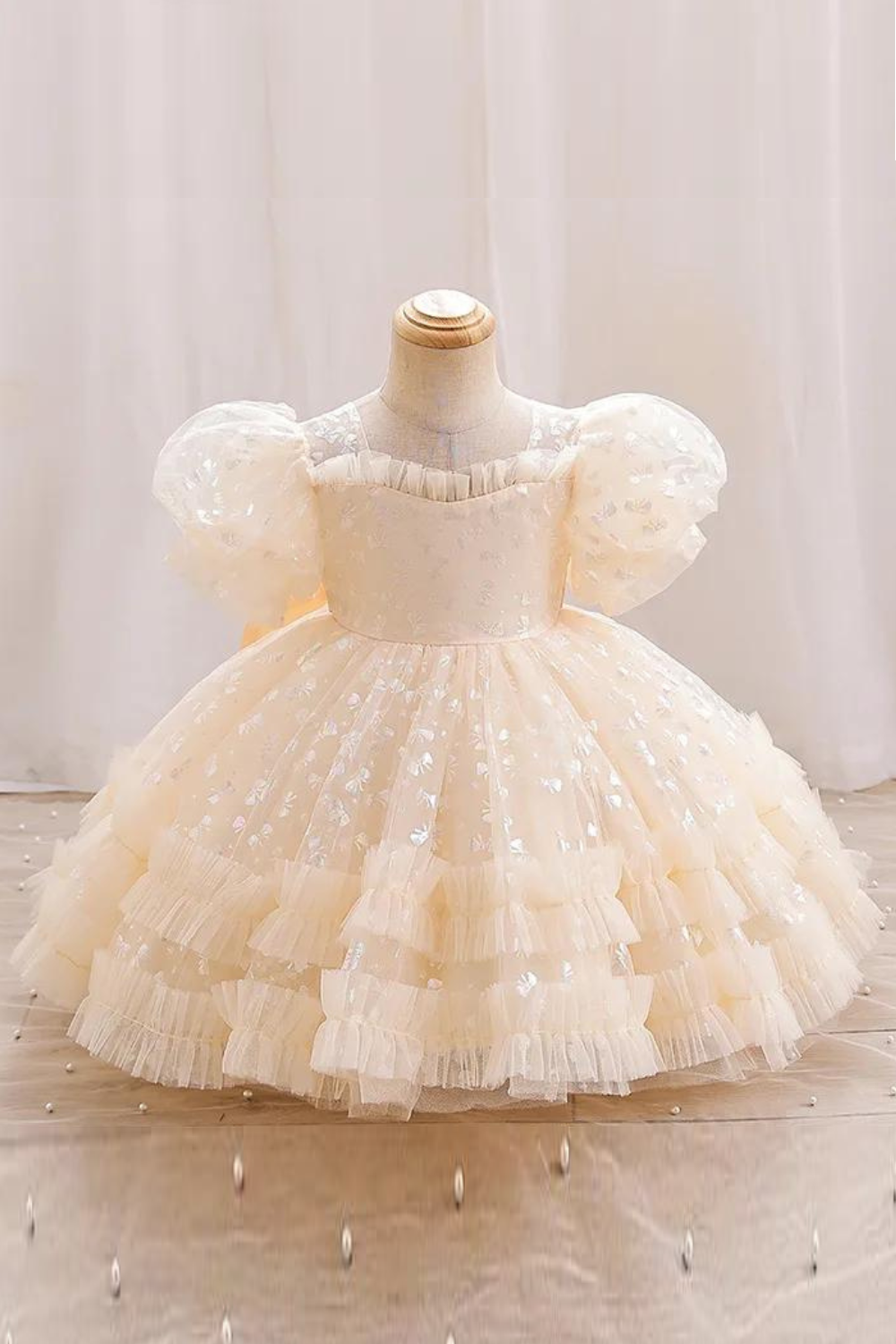 Elegant Baby Champagne Sequin Girl Formal Dresses Toddler Prom Dress