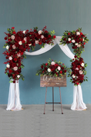 Wedding Flower Arrangement Burgundy Rose Flower Row Wedding Background Decoration