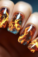 24pcs/set Medium Square fake nails Gradient Aurora flame Lightning stripes starry tips press on false nails art