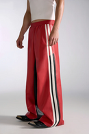 Spring Autumn Casual Leather Pants Men Wide Leg Trousers Streetwear