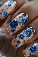 24pcs Red Coffin False Nails Art Press on Mid-length Ballet Nails Flower Full Cover Nail Tips Datachable Fashion Fake Nail Sets