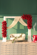 Luxury Artificial Flannel Rose Floral Runner for Wedding Event Backdrop Valentine's day