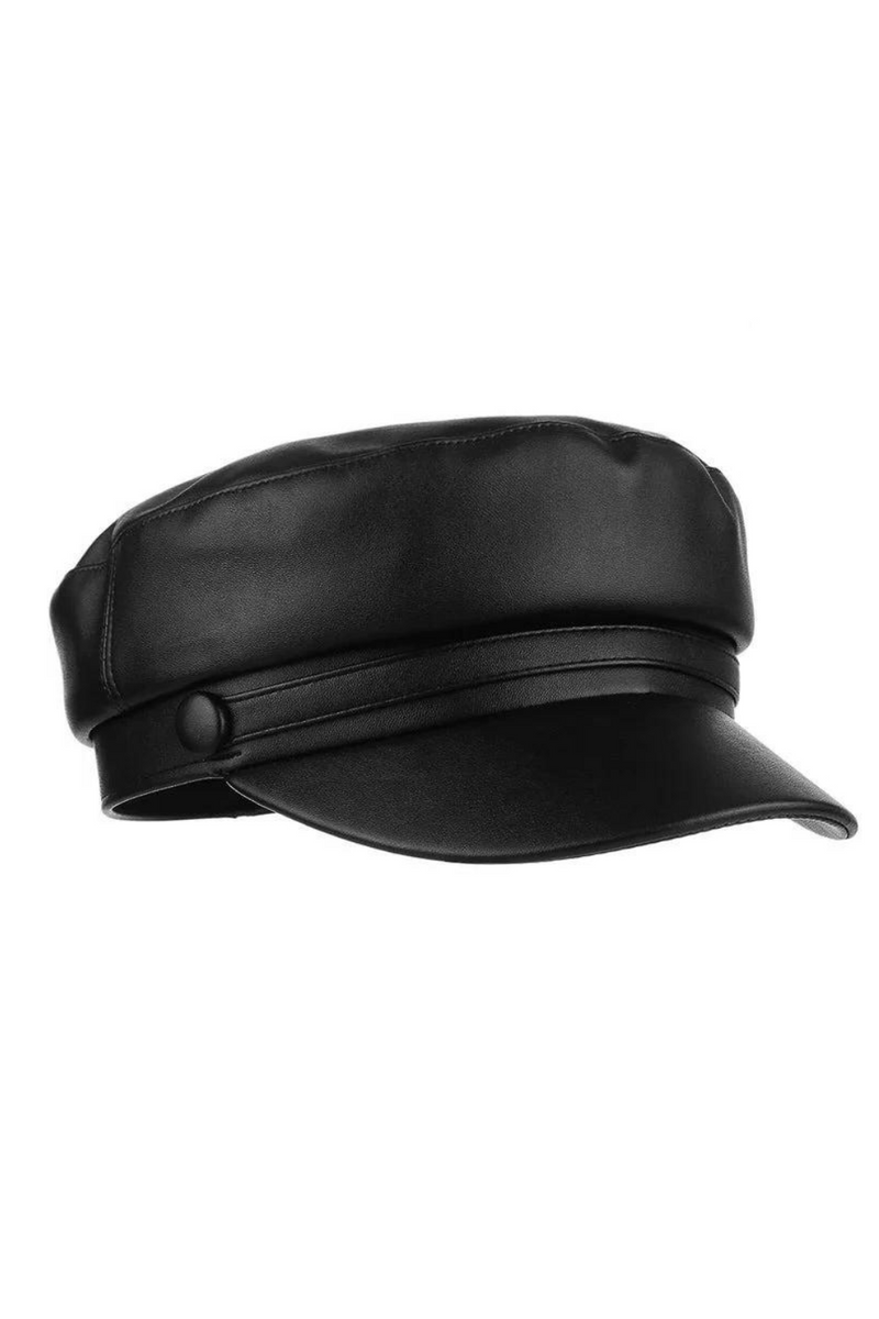 Women Hat With Visor Military Cap Newsboy Autumn Winter Leather Retro