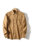 Men Casual Retro Gentleman Solid Working High-end Double Pocket Long Sleeve Shirt
