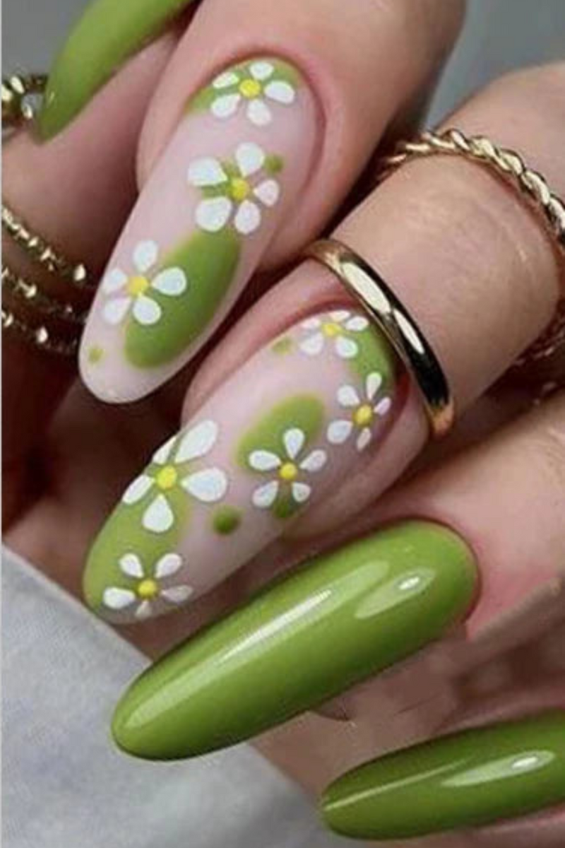 White Flowers Nail Stickers Summer Small Daisy Floral Leaves 3D French Line Nail Art Decorations Self-Adhesive Slider Manicure
