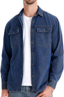 Men Denim Shirts Double Pocket Casual Men Shirts Long Sleeve Autumn Jeans Shirts for Men
