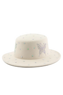 Diamond Felt Design Sense Small Fragrance Gift Butterfly Round Top Women's Travel Hat