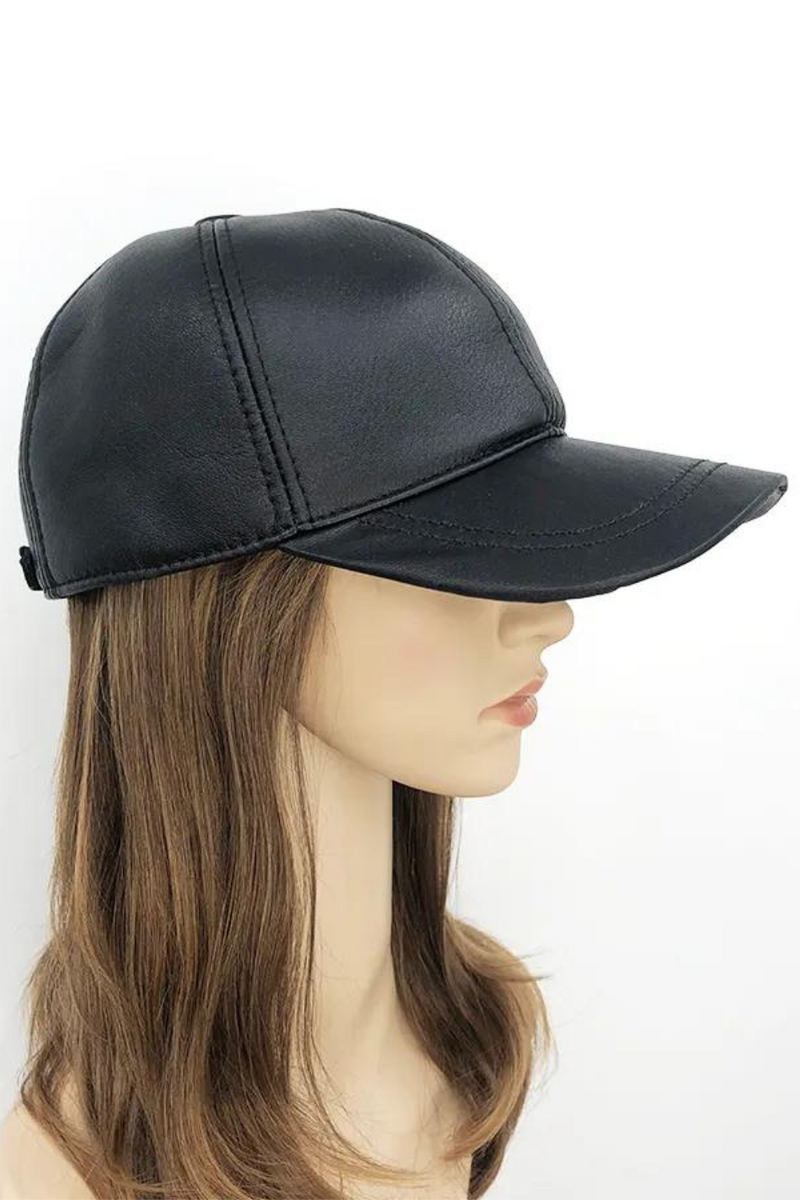 Baseball Cap Black Solid Cap Leather For Unisex Spring And Autumn Fashion Adjustable Caps Sun Visor