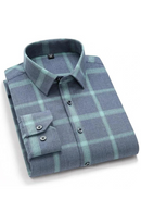 Spring Autumn Bamboo Fibre Mens Shirts Long Sleeve Cotton Casual Plaid
