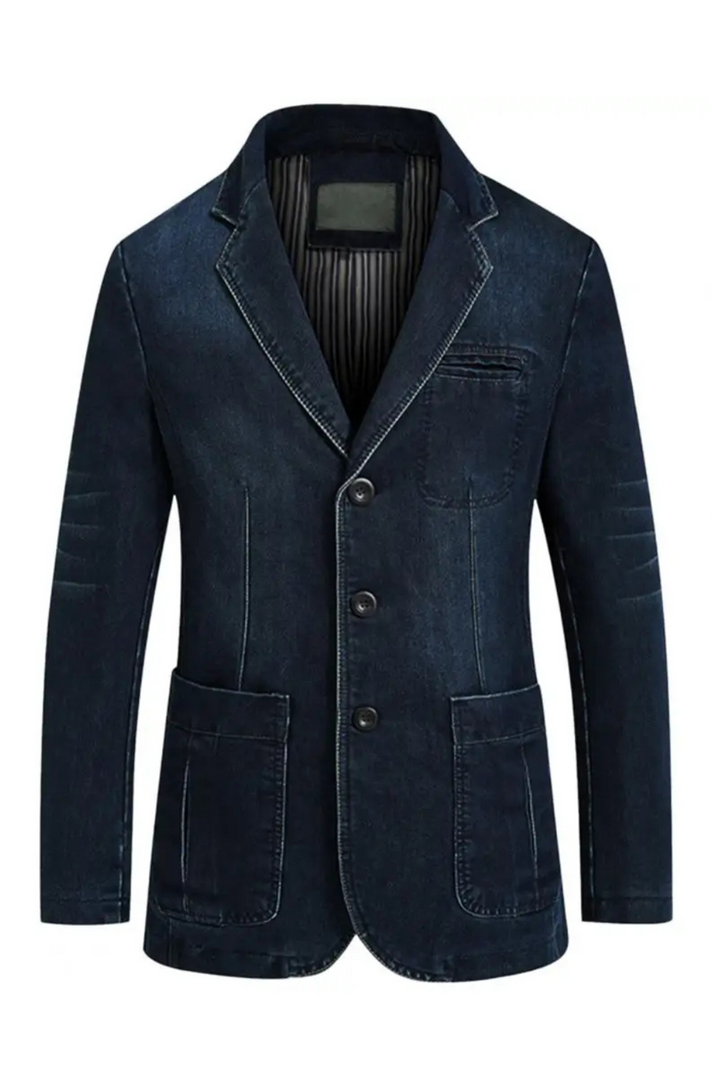 Denim Blazer Lapel Denim Jacket Pure Pockets Denim Blazer