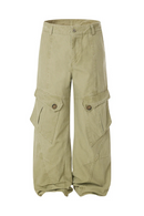 Spliced Cargo Pants Men Retro Distressed Safari Loose Wide Leg Pants Men Trousers