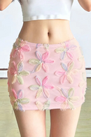 Flowers Skirts Women Mesh Summer Sweet Street Party Casual Holiday Chic Mini Bottoms