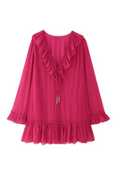 Women Wrinkled Effect Mini Dress Ruffle Casual Holiday Summer Dresses Female