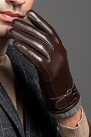 Genuine Leather Gloves For Men Male Winter Warm Windproof Mittens Motorcycle Men's Gloves