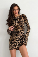 Leopard Mesh Slim See Through Maxi Dress Summer Women Outfits Beach Vacation Club