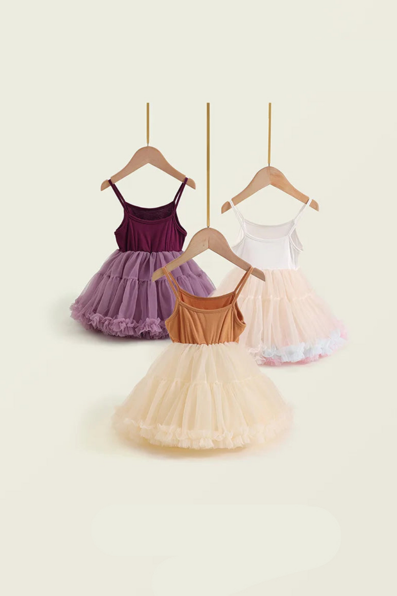 Girls Suspender Mesh Dress Summer Mesh Princess Dress for Small and Medium-sized Children