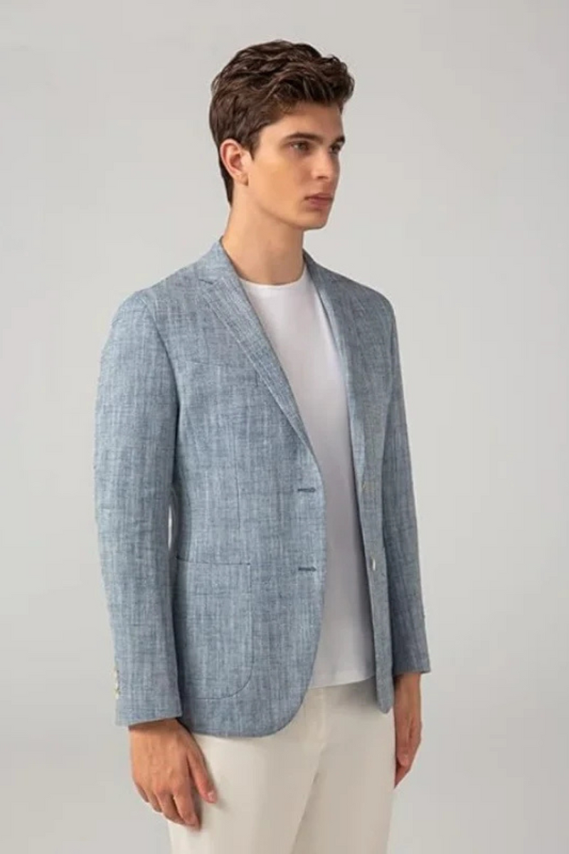 Men Linen Suit Jacket - Lightweight Breathable Summer Blazer for Beach Wedding Casual Party Business Casual