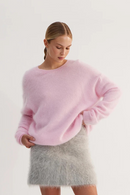 Casual Mink Hair Sweater Women Autumn Loose Pullover Top O neck Knitted Sweater Female Elegant